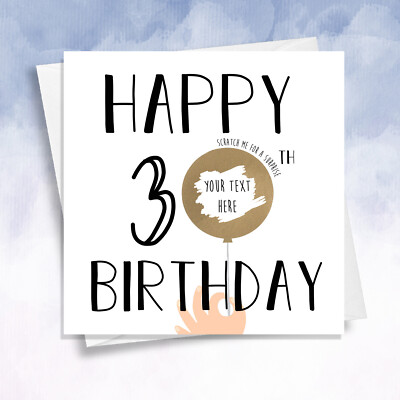 Personalisierte Rubbellose Geschenkkarte 30. Geburtstag enthüllen Rate mal welche Überraschung 