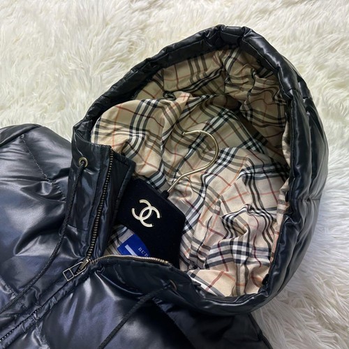 Burberry Blue Label Down Jacket Nova Check Black Hood Used Japan Size M 2505SM - Picture 9 of 10