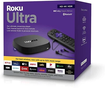 Roku Ultra 4800R HDR 4K UHD Streaming Media Player With Free Roku 3810R Stick+