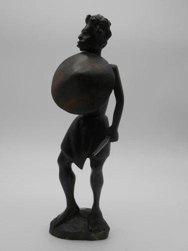 AFRICAN ART: SCULPTURE / WARRIOR STATUE / WOODEN HUNTER FROM MADAGASCAR?