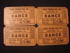 Lot of 4 Dance tickets, Rocky Springs Park, Lancaster PA