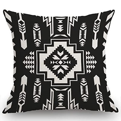 Mexican Aztec Geometric Throw Pillow Cover Decorative Sofa Pillow Case 18''x18''