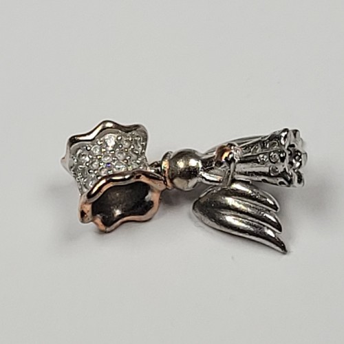 925 Sterling Silver Heart Angel Dangle Charm Pendant With Rhinestones GNOCE - 第 5/9 張圖片