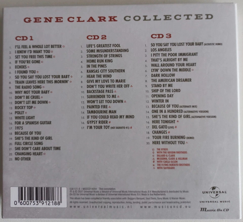 Gene Clark (Byrds) - Collected - 3 CDs - Digipak - Neuwertig - Bild 2 von 4