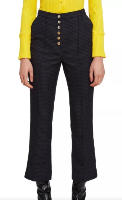 NWT Opening Ceremony Navy Blue Snap Button Gingham Cropped Trouser Pants Size 8