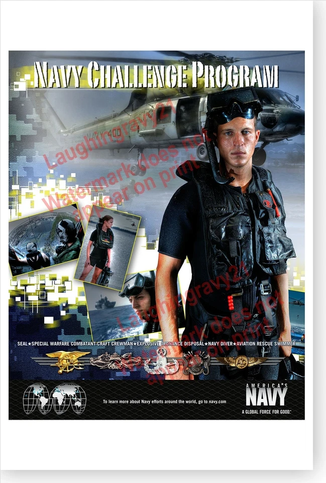 LAUGHINGRAVY21 USN US Navy ARS Aviation Rescue Swimmer Warrior Challenge Program Poster