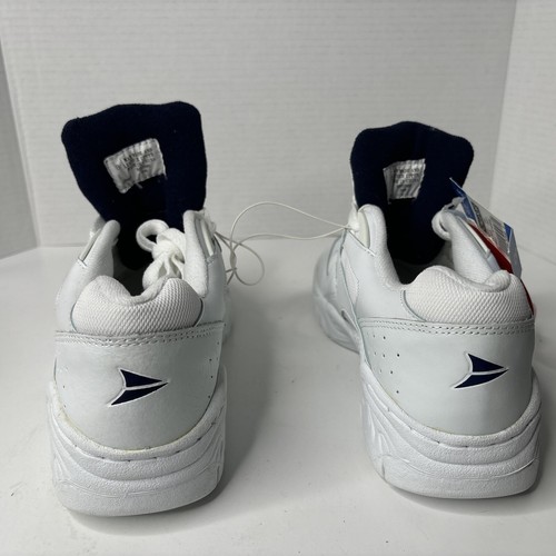 Vtg 90s DUNLOP Prohide Leather Low Court Sneakers White Navy Size 8 NEW OLD STCK - Picture 13 of 16