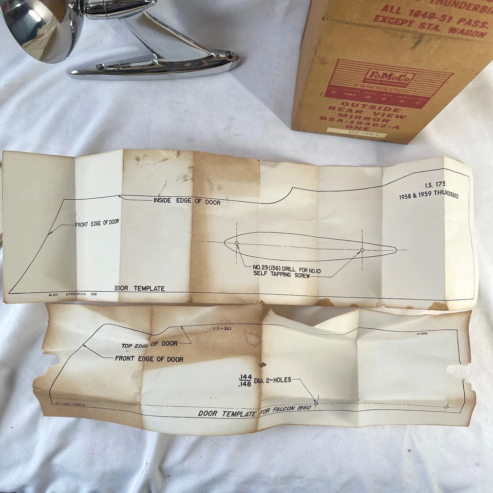 Espelho retrovisor externo Ford Fairlane Victoria Thunderbird fabricante de equipamento original NOS 1952-1964 - Imagem 4 de 4