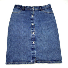 Vintage 90s P S USA Medium Wash Button Down Denim Pencil Skirt 30x21.5"