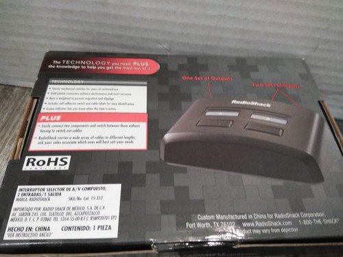 Radio Shack Composite A/V Selector Switch 2-In/1-Out Model 15-312 (NEW) - Picture 5 of 5