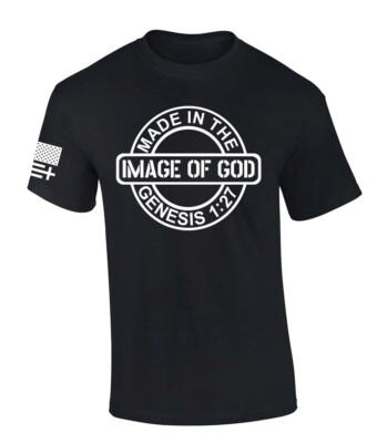Mens Christian Tshirt Made in the Image of God Short Sleeve T-shirt Graphic Tee