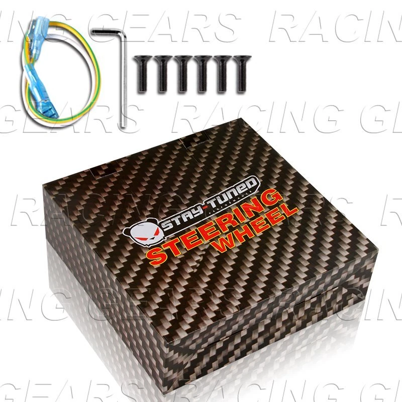 350mm carbono pvc cuero plato profundo deriva punto azul volante 6 orificios Foto 4 de 4