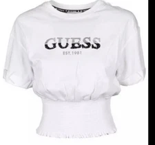 GUESS Women's White Size XS Crop Short Sleeve Winnifred T-shirt NWOT