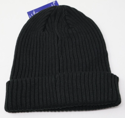 Champion Pivot Black Beanie Winter Ribbed Hat One Size NWT