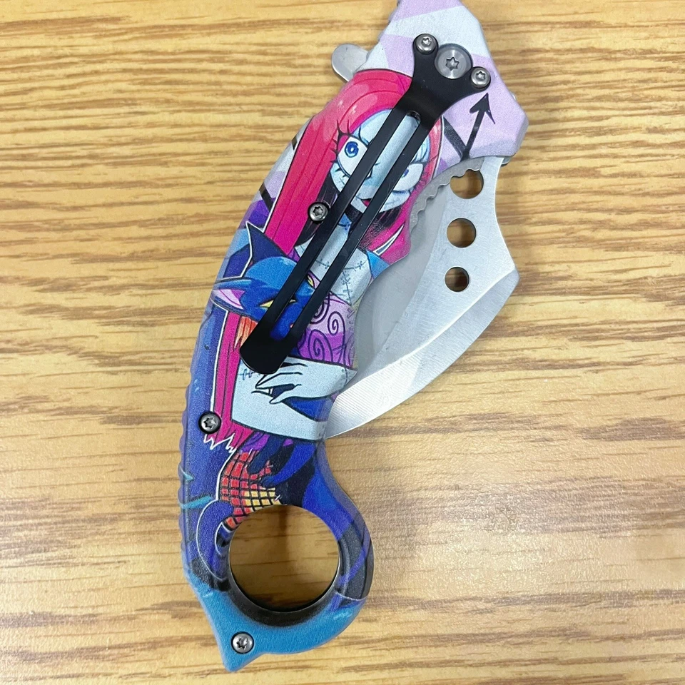 Faca de bolso 8" Sally Christmas Nightmare com mola assistida lâmina tática dobrável - Imagem 4 de 4