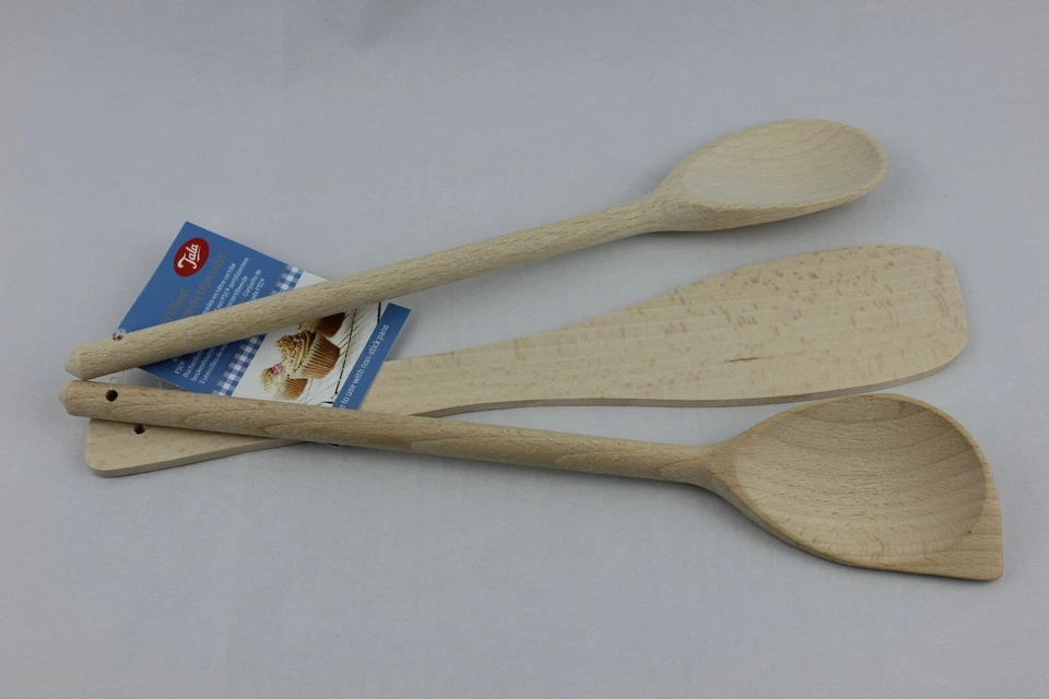 Juego de utensilios de madera 3 herramientas calidad haya cocina hornear cocina agitación artesanías Foto 2 de 4