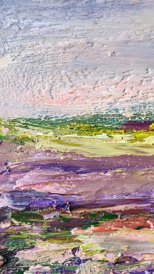 Текстурированный пейзаж картина маслом с коттедж импрессионист стиль сельской местности искусства - Изображение 3 из 4