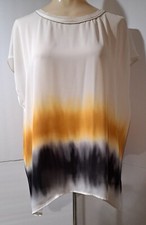 Simply Vera VERAWANG Ivory/Yellow/DK Gray Sleeveless Top with Metal Beading XL