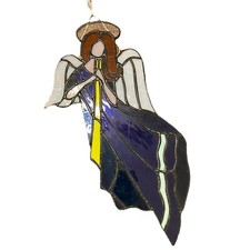 Vintage Stained Glass Angel Suncatcher 18  Christmas Angel