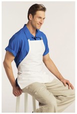 Bib Apron, 3 Pockets, Adjustable Neck, Color: White, Size: 28"W x 24"L - 3011