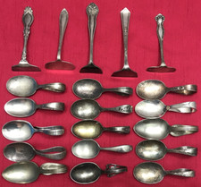 20 Pc Antique to Vintage Silverplated 15 CURVED BABY SPOONS 5 FOOD PUSHERS