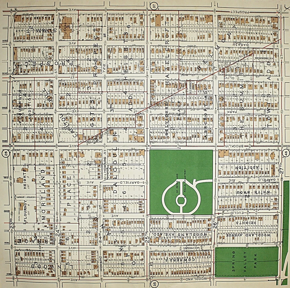 1925 Канзас-Сити Миссури Атлас Плат Карта РЕДКАЯ Цветная Литографическая Пластина No36 и 37 - Изображение 3 из 4