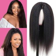 Afro Yaki Straight Lace Front Wigs Synthetic Wig Glueless Black Lace Wigs Soft