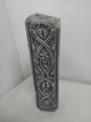Vintage Hand Cast Stone RK Productions Celtic Floral Bud Vase 9'' Canada 1999