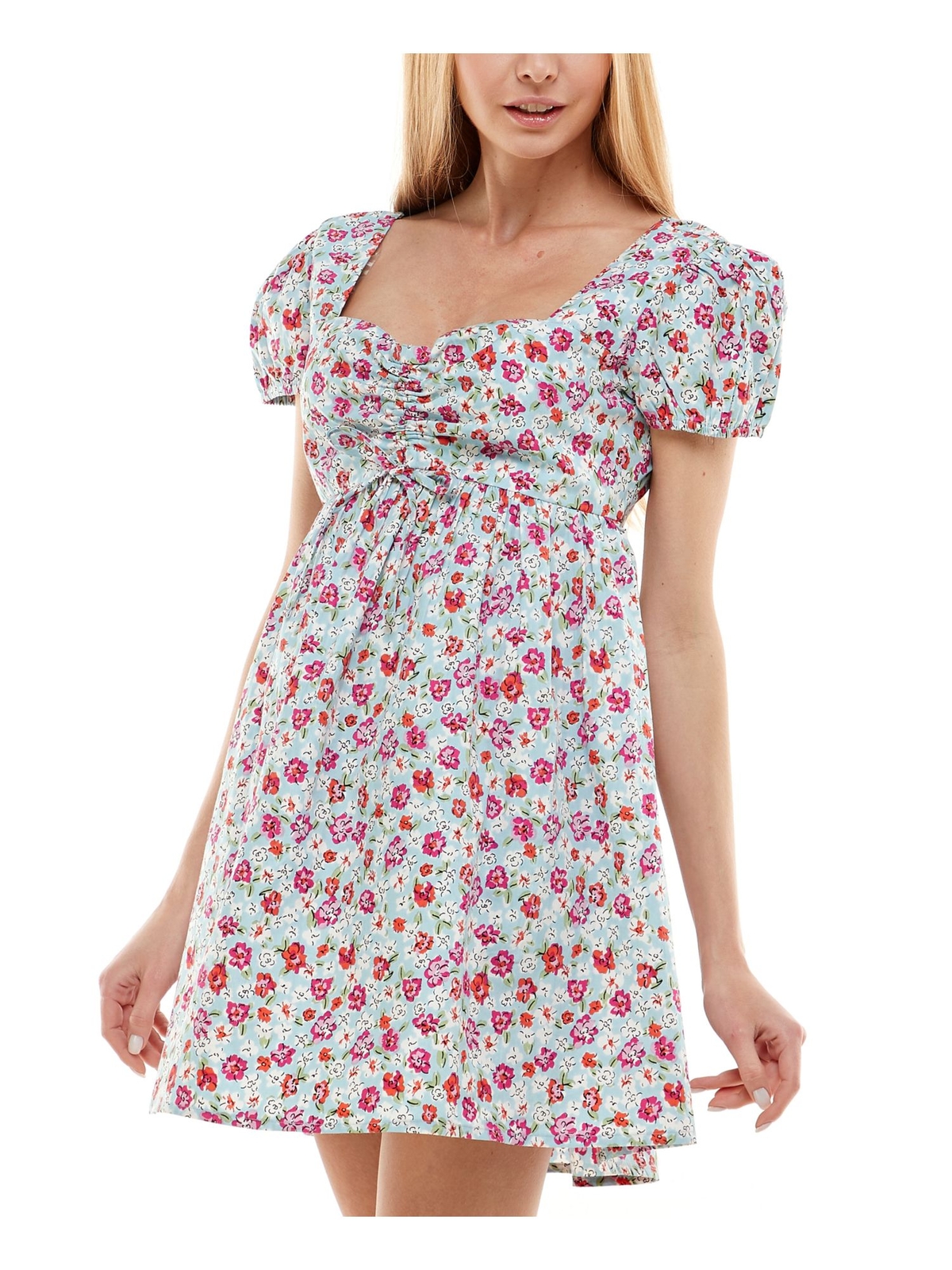 PLANET GOLD Womens Navy Cinched Tie Front Pullover Short Dress M