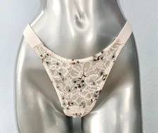 Victorias Secret Nwt Lace Daisy Winter Sky Floral Sexy High Leg Brazilian Panty