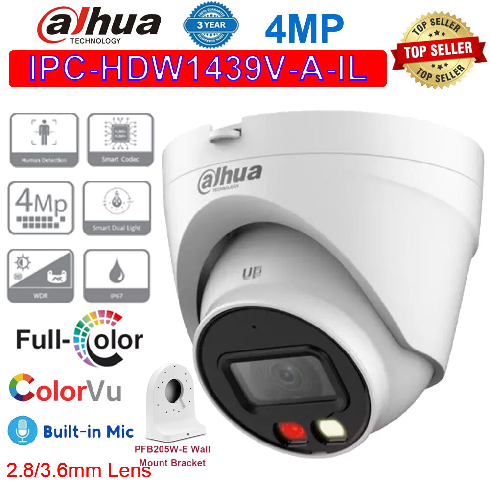 Hot Dahua 4MP IPC-HDW1439V-A-IL Smart Dual Light Mic POE IP Camera Full Color+IR