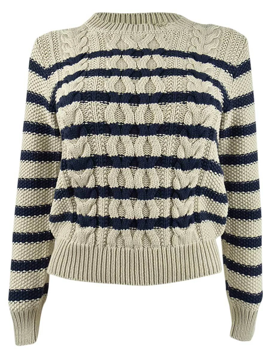 Striped cable knit best sale sweater