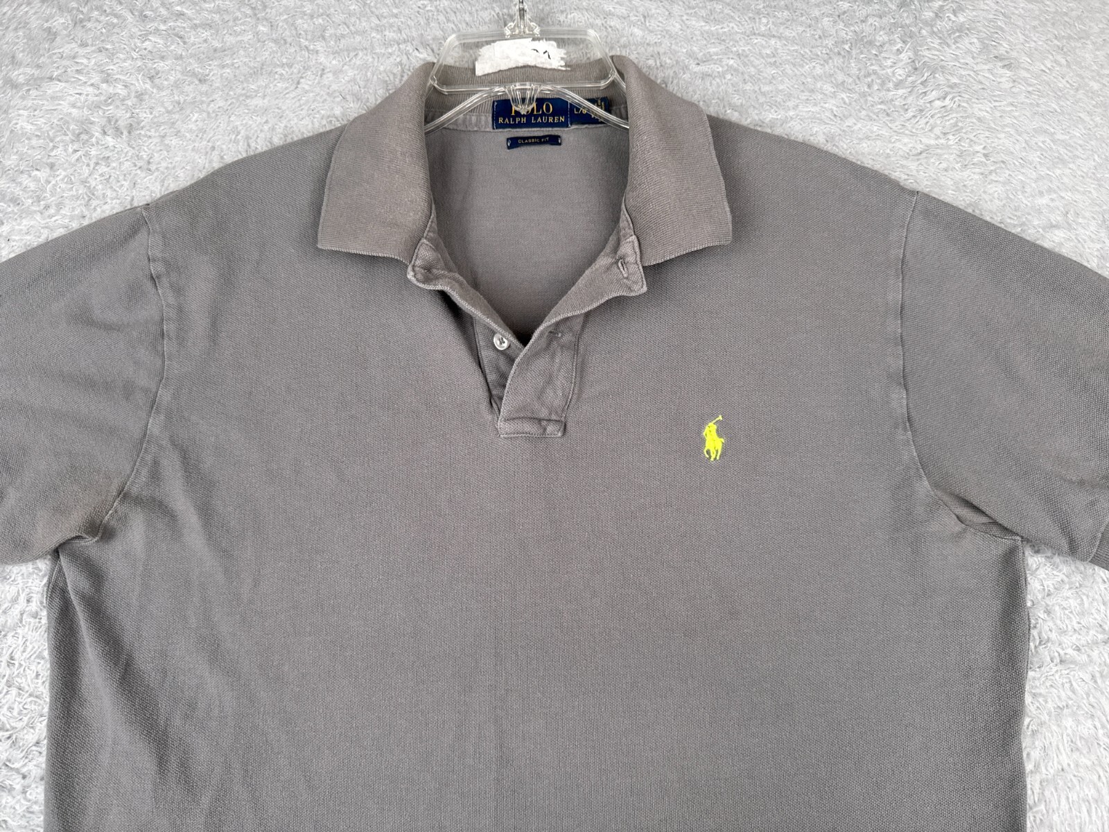VINTAGE Polo Ralph Lauren camicia uomo grande grigio cotone jersey pony golf