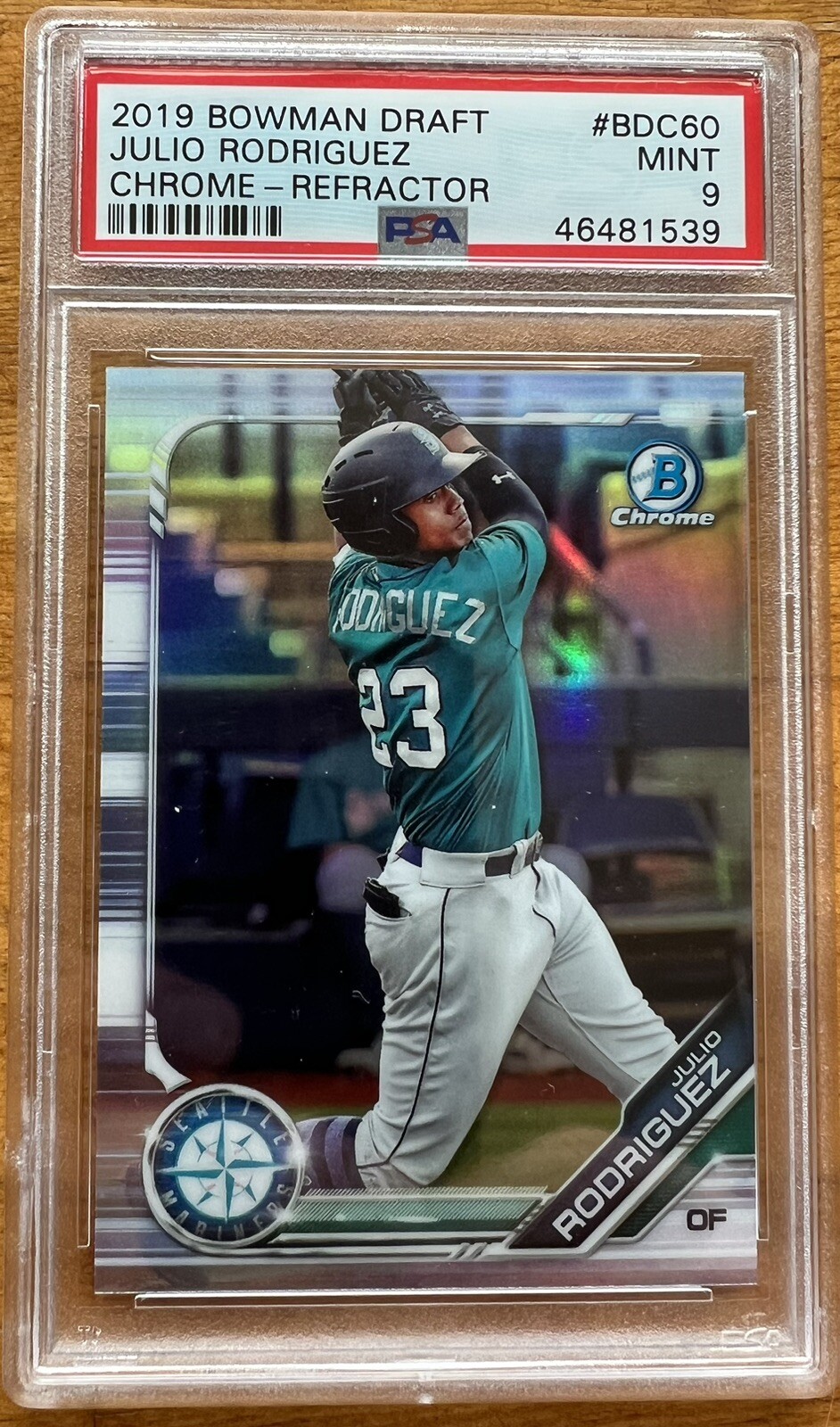 2019 Bowman Draft Julio Rodriguez Chrome Refractor Rookie #BDC60 PSA 9 Mariners