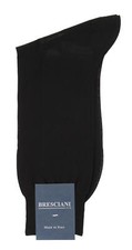 NWT BRESCIANI SOCKS 2 PAIRS LOT calf length solid black cotton luxury Italy M