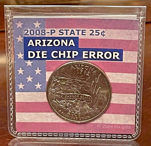 2008-P Arizona State cuarto troquel chip error/iniciales ocultas de diseñador/gema - Imagen 1 de 7