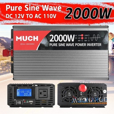 Inversores de potencia automóviles 2000W de CC 12V a CA 110V onda sinusoidal LCD