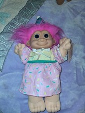 Vintage Russ Troll Doll 12" Happy Birthday Pink Girl Soft Body Confetti Dress 17