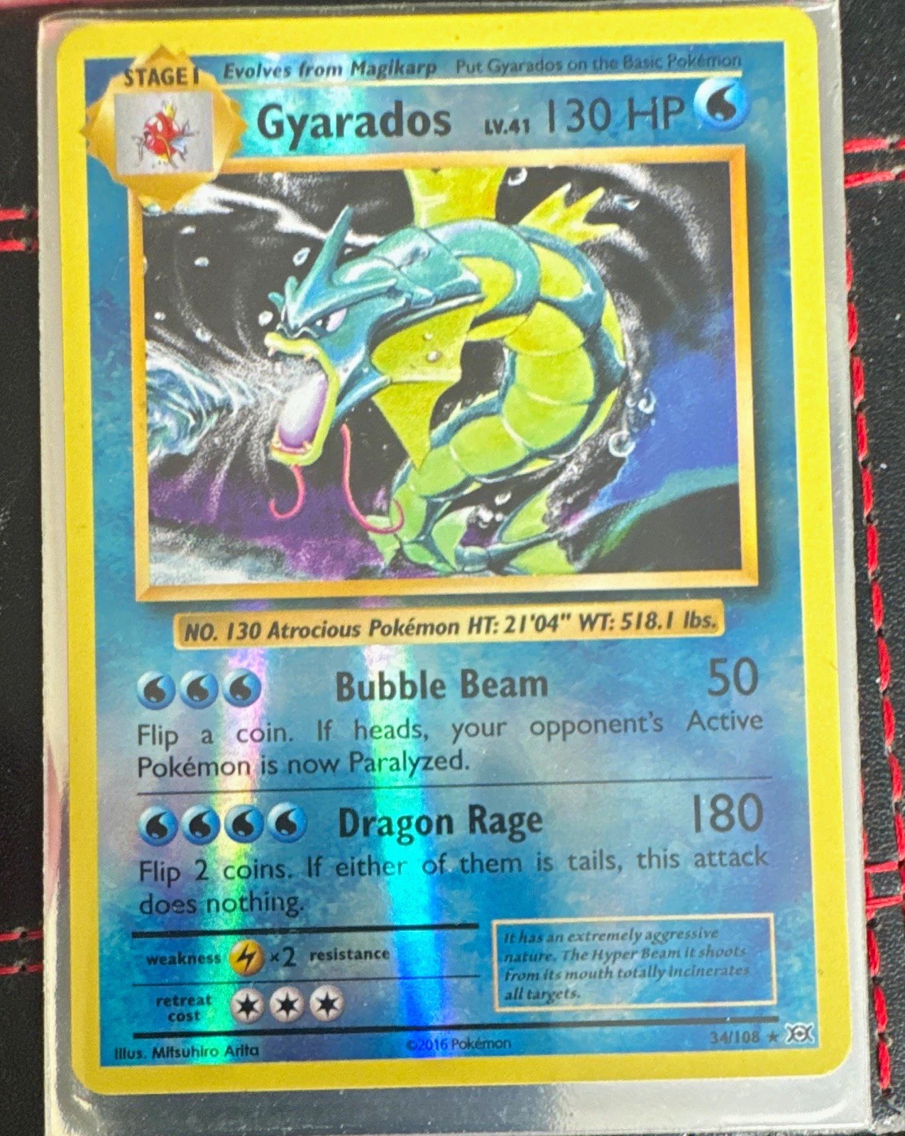 Pokémon TCG Gyarados 34/108 XY Evolutions Reverse Holo Rare Stage 1 130HP ENG