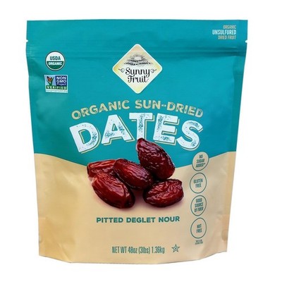 Sunny Fruit Organic Whole Sun-Dried  Pitted Dates, 48 oz Bag GF Healthy Snack