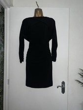 KAREN MILLEN size 8 Jet Black Evening Sheath Bodycon Sleeved Short Mini Dress