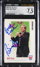 1991-92 SkyBox #394 Bill Fitch JSA AUTO 9 - CGC 7.5