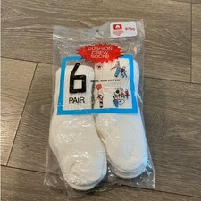 NEW Vintage Hanes Cushion Crew Socks 6 Pairs Size 4 - 6.5 USA White Deadstock