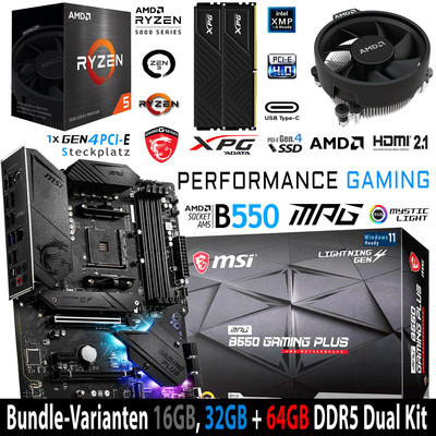 PC Bundle Ryzen 5 5600X MSI MPG B550 Gaming Plus mit 16, 32 + 64GB ADATA-DDR4