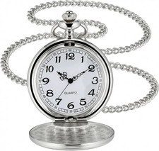 Smooth Vintage Pocket Watch with Chain