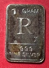Vintage "R" .999 FINE SILVER Mini Bar! 1 Gram!