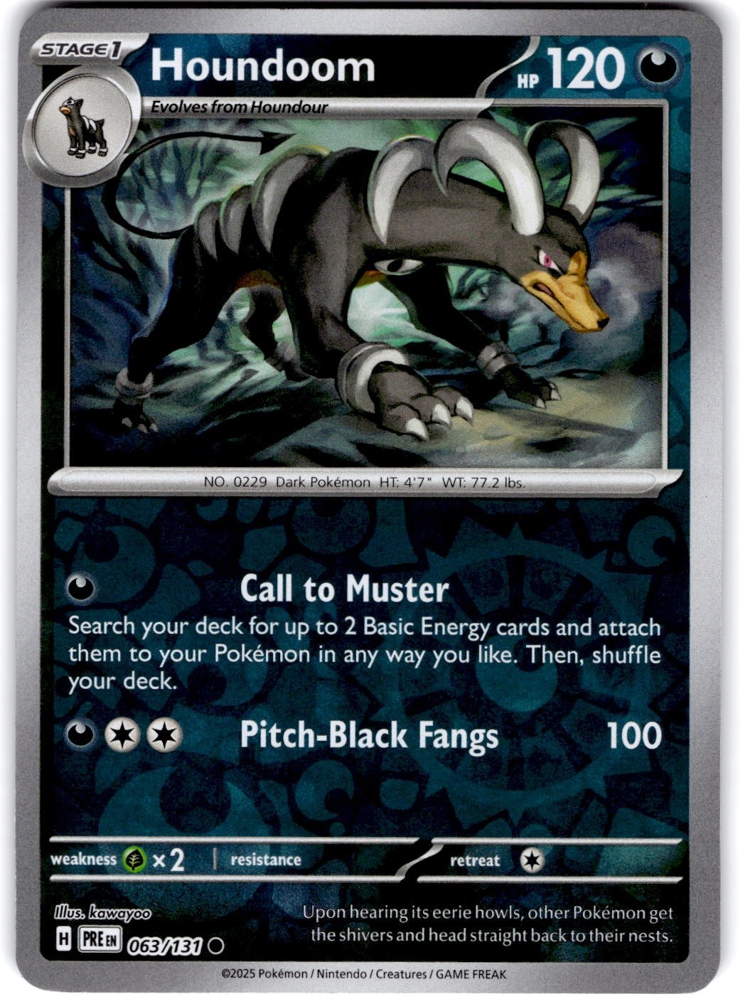 Pokemon Houndoom Prismatic Evolutions 63/131 Reverse Holo Near Mint English