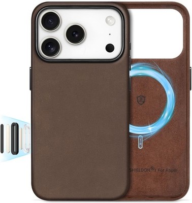 Top Grain Crazy Horse Leather Case for iPhone 17 Pro 6.3 2025 | Updated Camer 