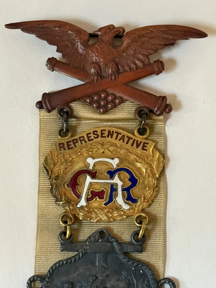 1908 Toledo Ohio GAR 42º Delegado Nacional Insignia Guerra Civil Gran Ejército Foto 4 de 4