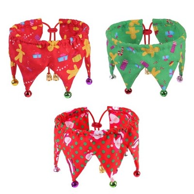 Dog Bandana Christmas Pet Scarf Bibs Santa Claus Gingerbread Man Print